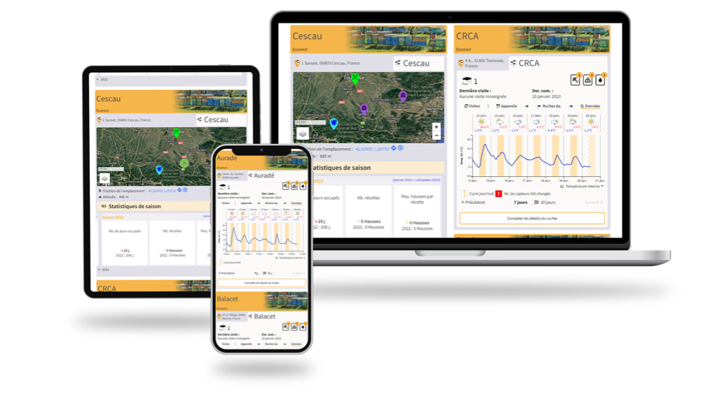 L'application Beeguard sur un téléphone, une tablette et un ordinateur